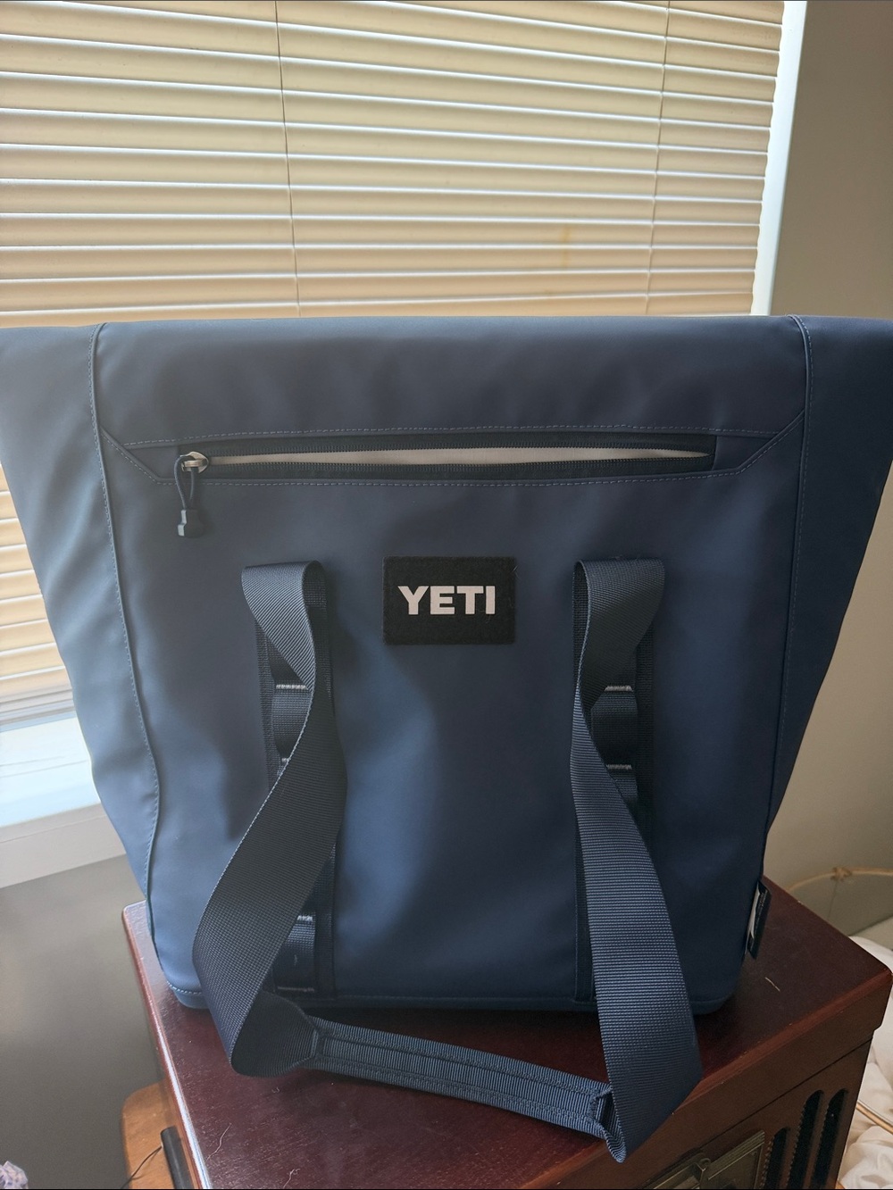 Yeti Navy Blue Tote with Front Zipper and Sturdy Straps